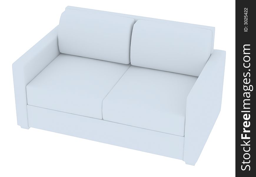 3D rendering of a white sofa isolated