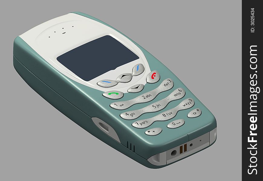 3D rendering of a mobile phone isolated