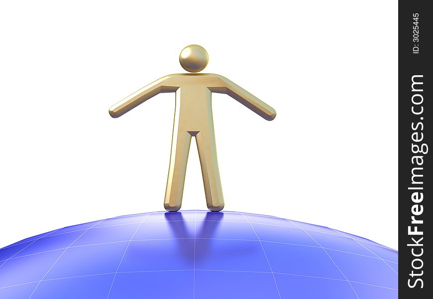 Man standing on the earth. 3d illustration. Man standing on the earth. 3d illustration.