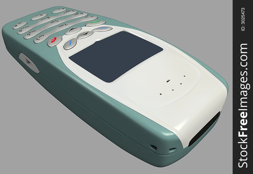 3D rendering of a mobile phone isolated