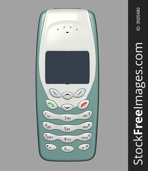 3D rendering of a mobile phone isolated
