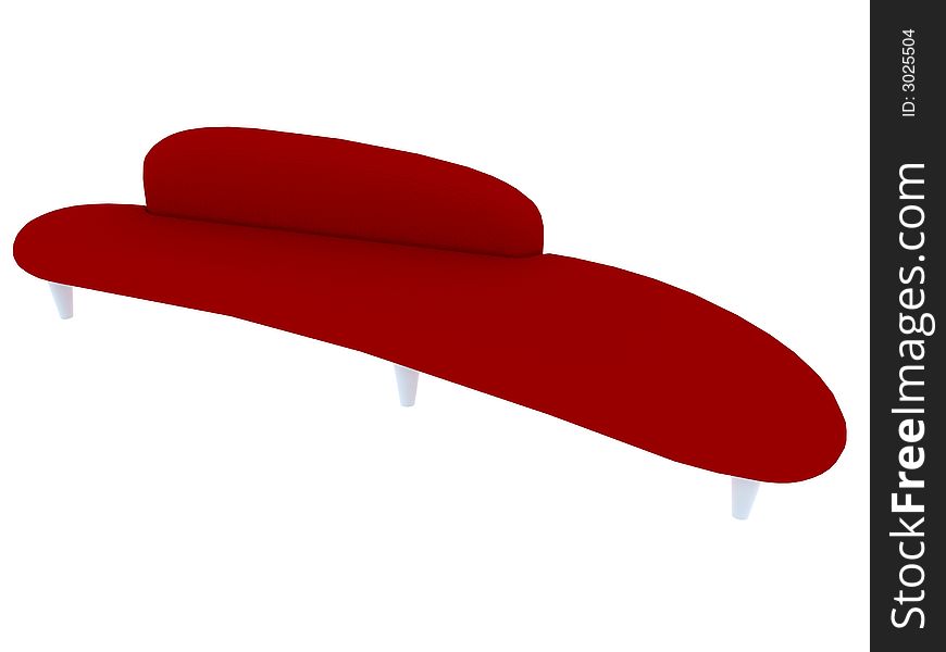 3D rendering of a red sofa isolated