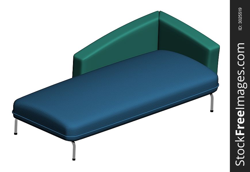 3D rendering of a blue sofa isolated