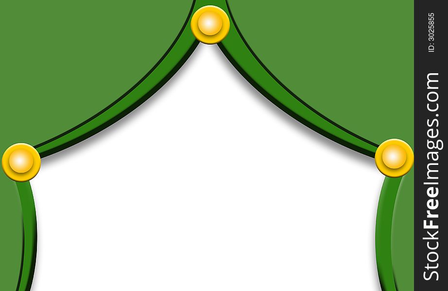Green Curtain And Golden Balls