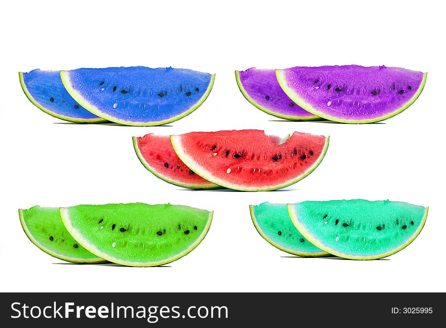 Water-melons isolated in warm colorfull colors. Water-melons isolated in warm colorfull colors.