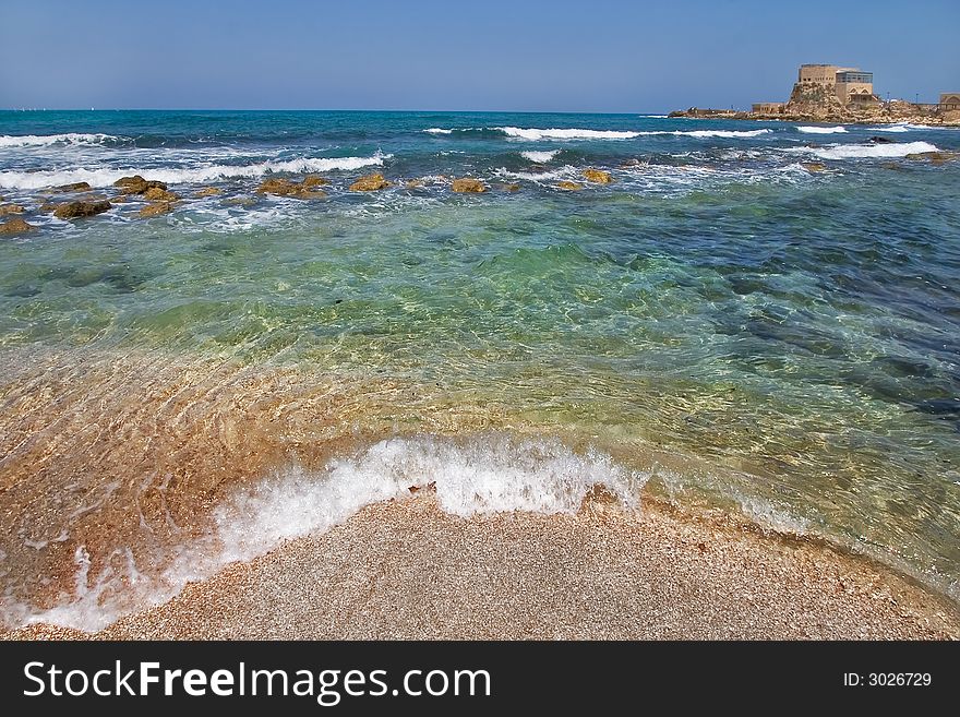 National park Caesarea on coast of Mediterranean sea in Israel. National park Caesarea on coast of Mediterranean sea in Israel