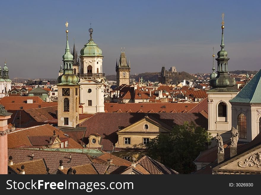 Prague photographed from top of a hill. Prague photographed from top of a hill