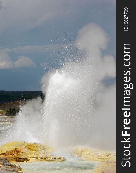 Geyser Eruption at Yellowstone National Park in Wyoming