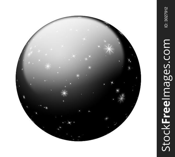 Black globe with shinig stars. Black globe with shinig stars