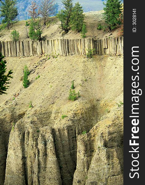 Rock Formation at Tower Falls in Yellowstone National Park