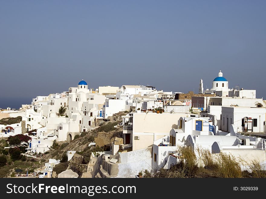 Greek island town landscape oia santorini famous island. Greek island town landscape oia santorini famous island