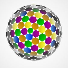 Hexagonal Sphere Center Colored Composition Vector Royalty Free Stock Images