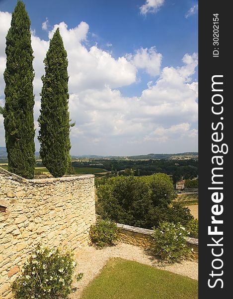 Landscape with cypress trees in the region of Luberon, Provence, France. Landscape with cypress trees in the region of Luberon, Provence, France