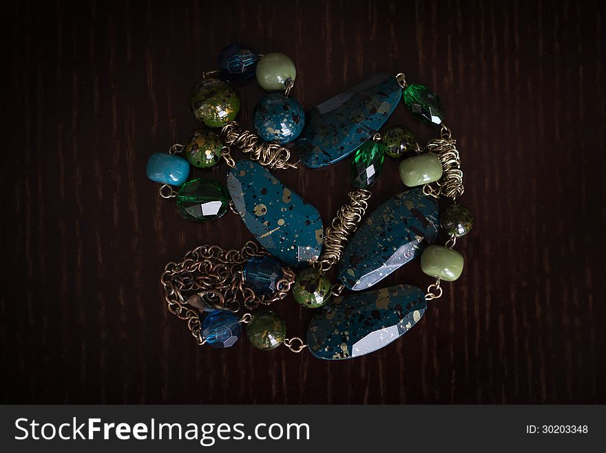 Beads against a dark background