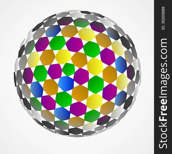 Hexagonal Sphere Center Colored Composition Vector