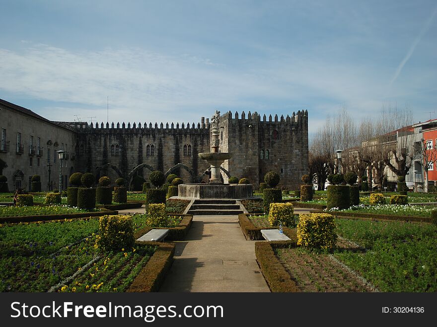 Dowtow of braga, historic building and garden. Dowtow of braga, historic building and garden