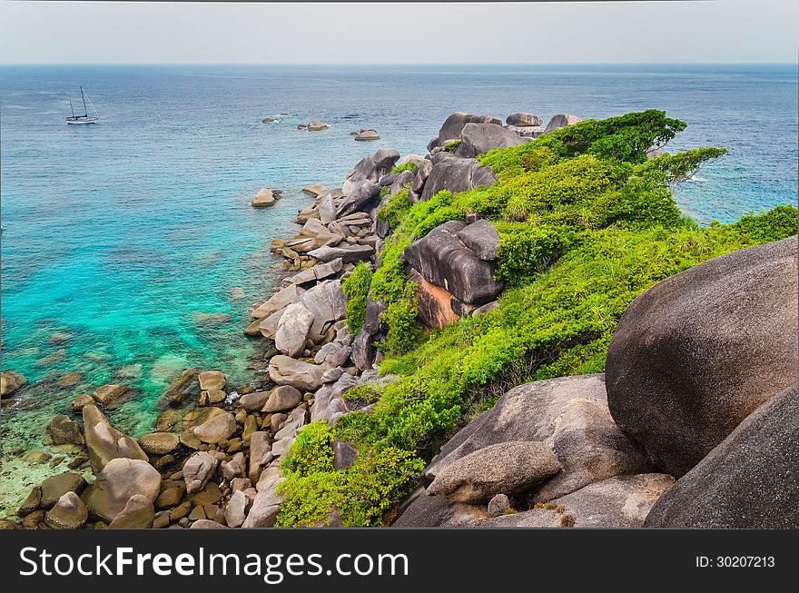 Similan island beautiful ocean coast view in Andaman Sea, Thailand