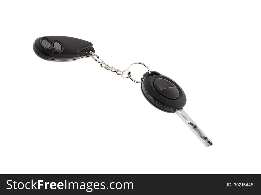 Key charm from car with wireless on white background