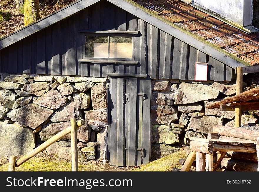 Background old house door and stones. Background old house door and stones