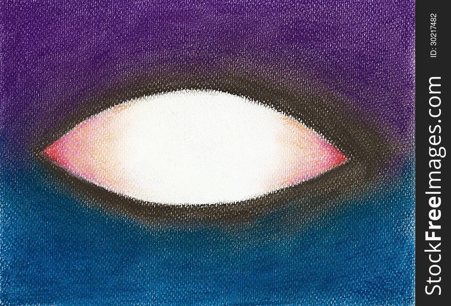Hand drawn illustration of eye without pupil