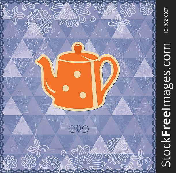 Tea time vintage pattern. Editable vector background