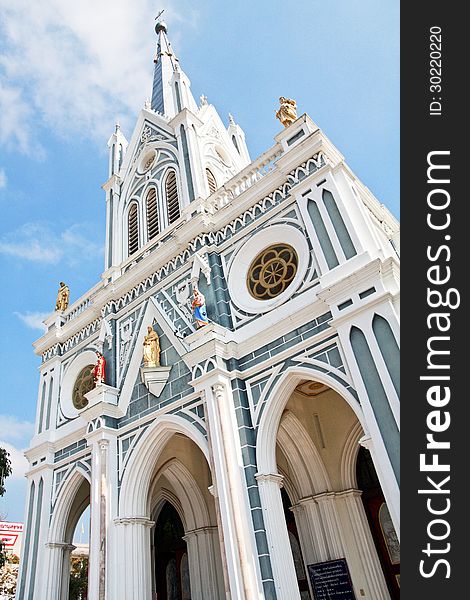 Church with blue sky in Thailand