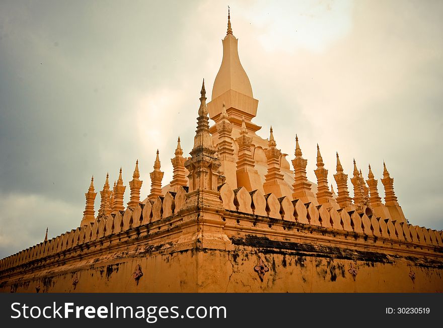 Golden Pagoda in Vientiane Laos. Golden Pagoda in Vientiane Laos