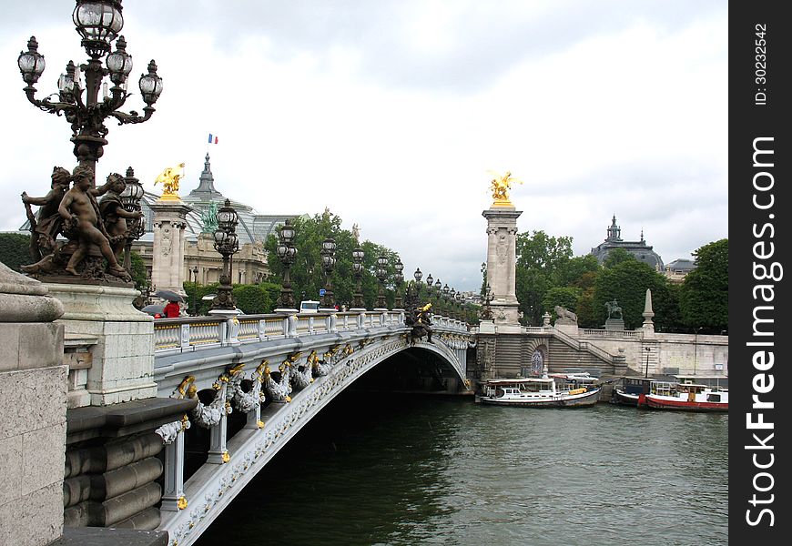 Historic building, bridge and river in Paris,. Historic building, bridge and river in Paris,