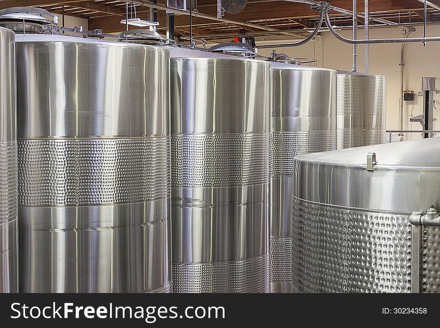 Wine Barrels In Storehouse