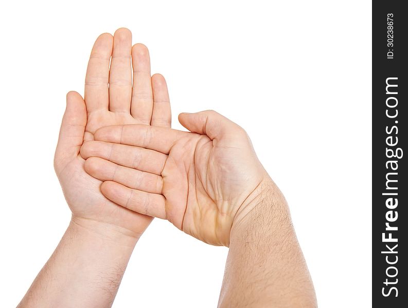 Man's hand isolated, on a white background. Man's hand isolated, on a white background