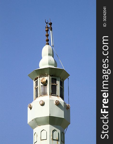 Top of minaret on an old mosque in Istanbul Turkey