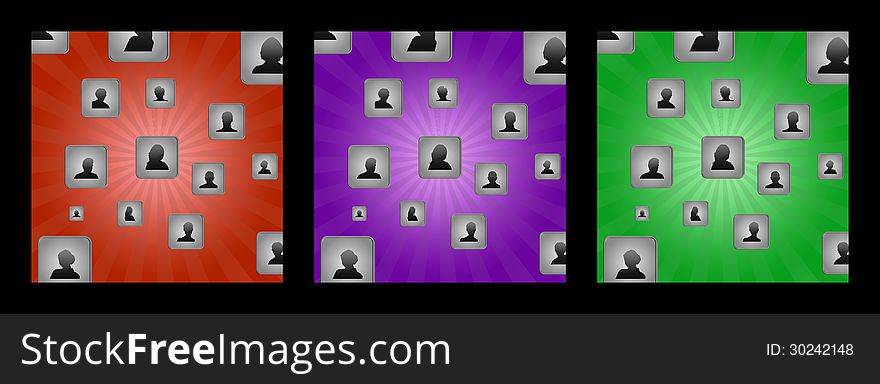 Backgrounds with cubes and user icons of men and women