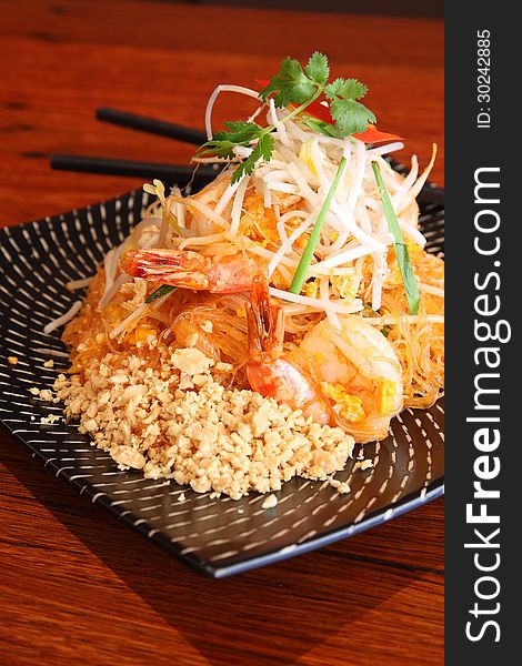 Thai popular menu. Pad Thai noodle with prawn. Thai popular menu. Pad Thai noodle with prawn