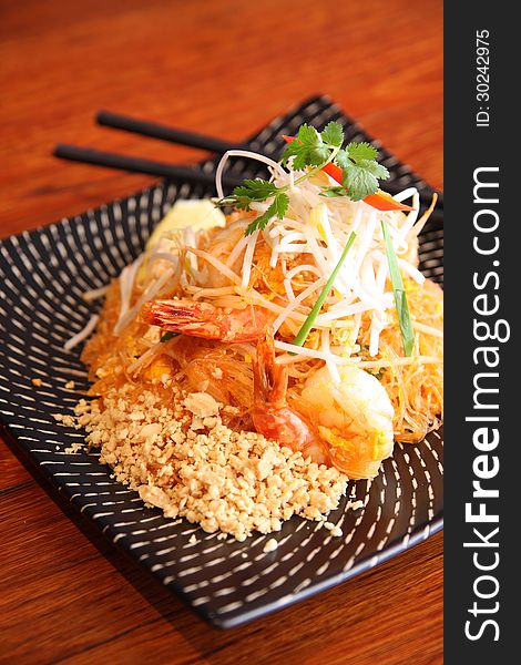 Thai popular menu. Pad Thai noodle with prawn. Thai popular menu. Pad Thai noodle with prawn