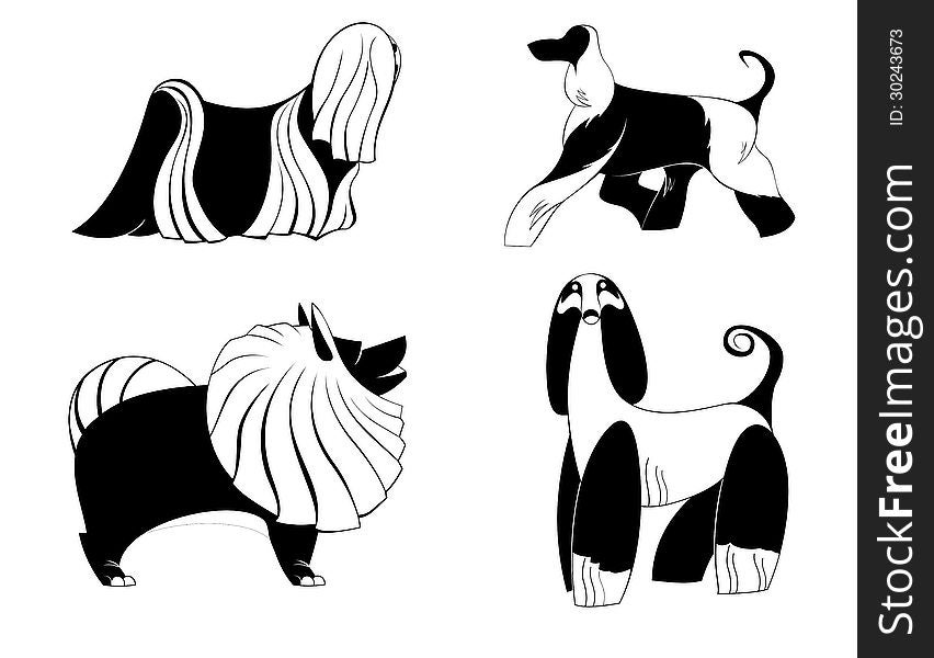 Vector dog silhouettes for design