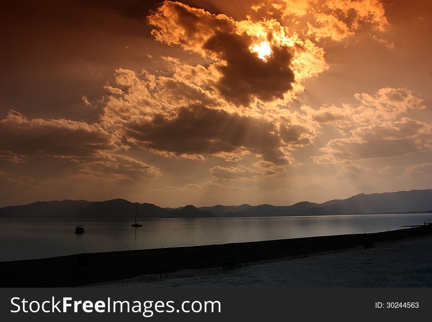 The quiet before sunset beach