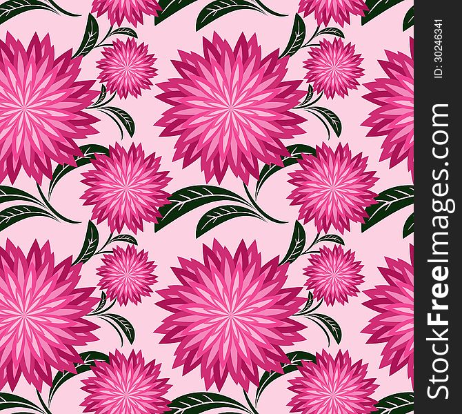 On a picture a floral seamless pattern with chrysanthemums is presented. On a picture a floral seamless pattern with chrysanthemums is presented