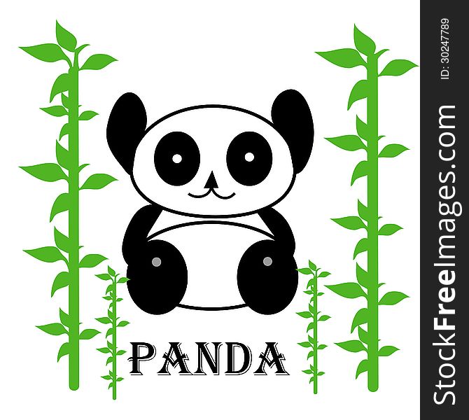 Illustration of cute panda with bamboo tree.