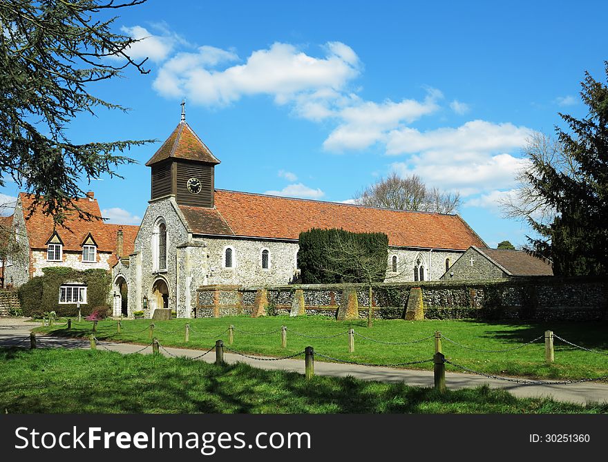 English Village Church with wooden Tower. English Village Church with wooden Tower