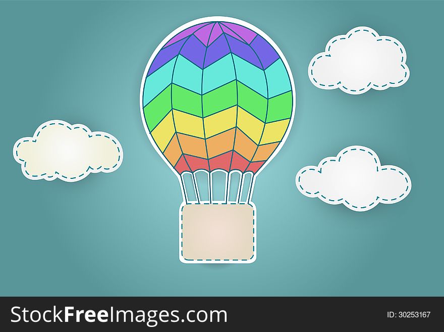 Colorful Aerostat With Clouds