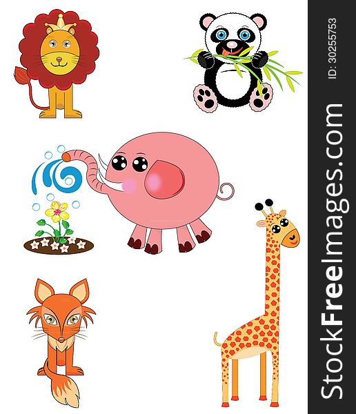 Set of wild animals