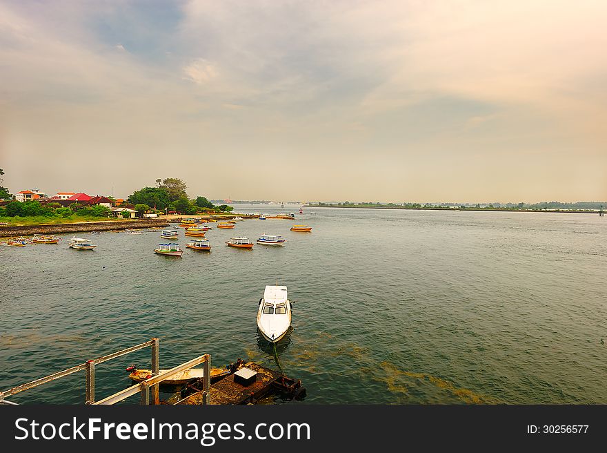 Indonesia Bali Benoa.A boat in harbour.