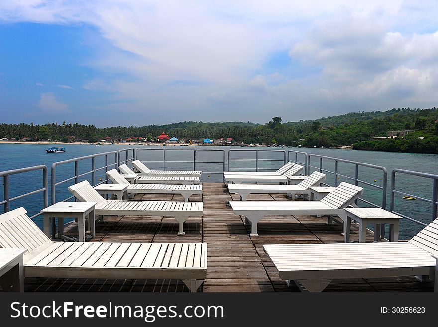 Indonesia Bali Benoa.Leisure beds on Sightseeing boat