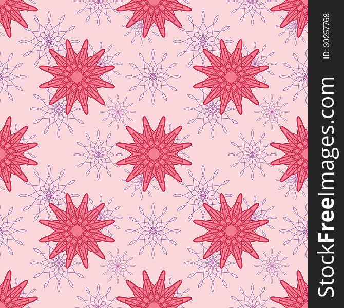 Pink seamless pattern of floral ornament. Vector illustration. Pink seamless pattern of floral ornament. Vector illustration