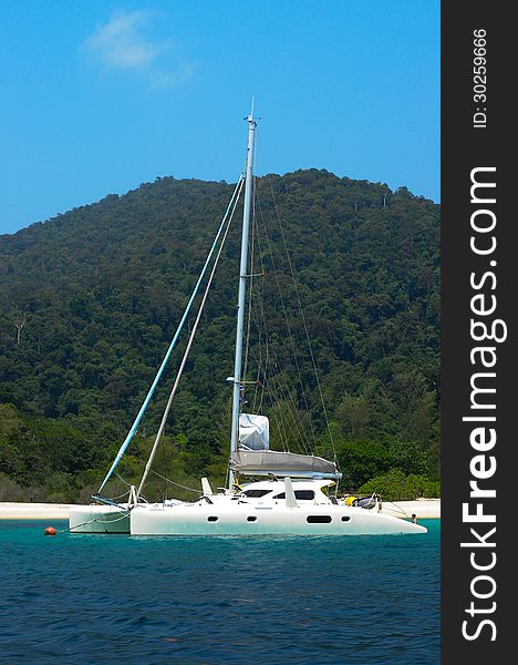 Sail yacht on Blue sea,Lipe island Satun Thailand