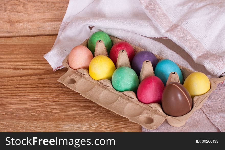 Easter eggs in a box