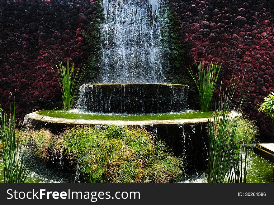 Taken on Indonesia Bali island Kuta.A small waterfall on the Square.