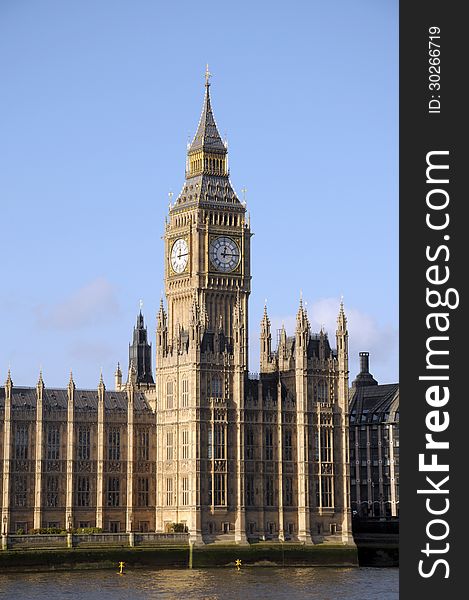 Big Ben above River Thames, London