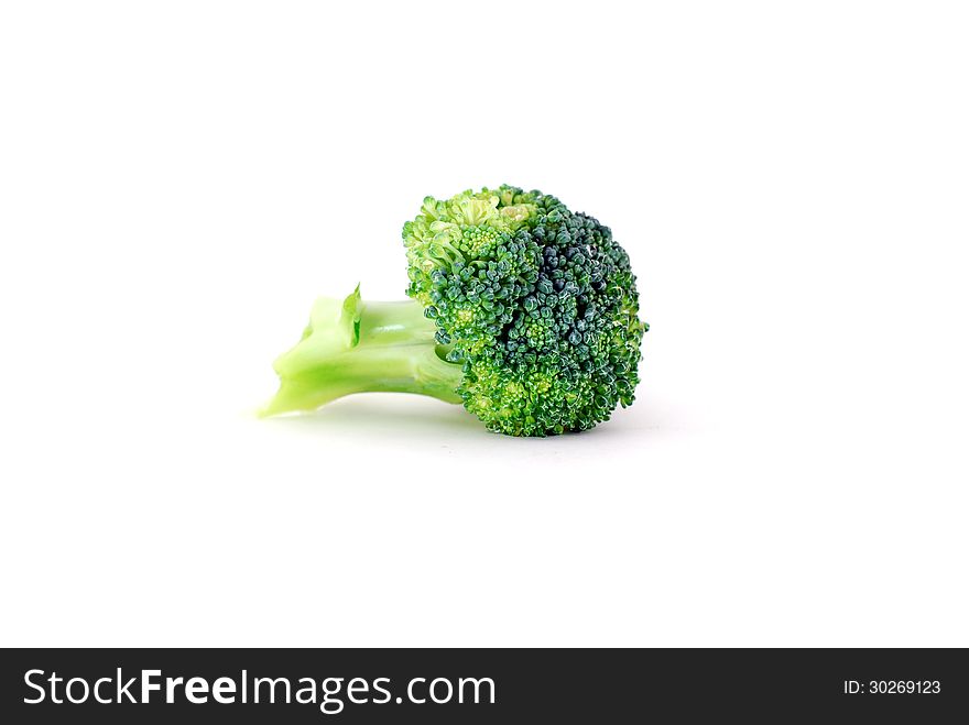 A fresh green cauliflower on the white background.