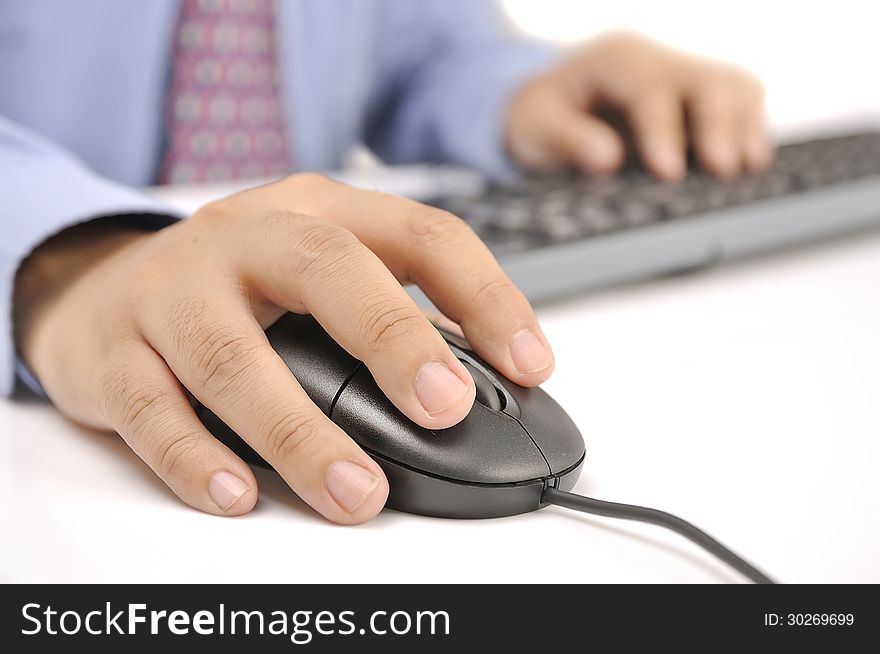 Hands typing on keyboard. This is office environment concept